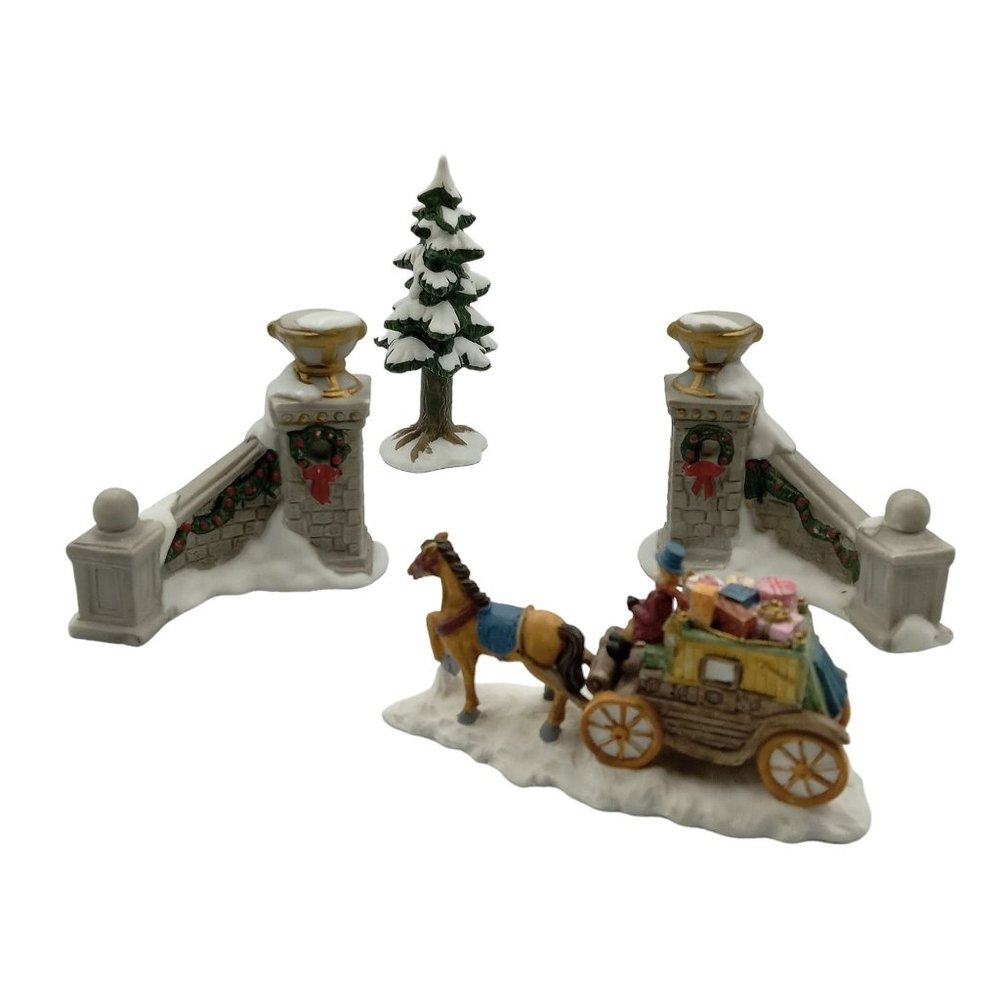 Christmas Village Accessories Hand Painted Porcelain Village Replacement Pieces